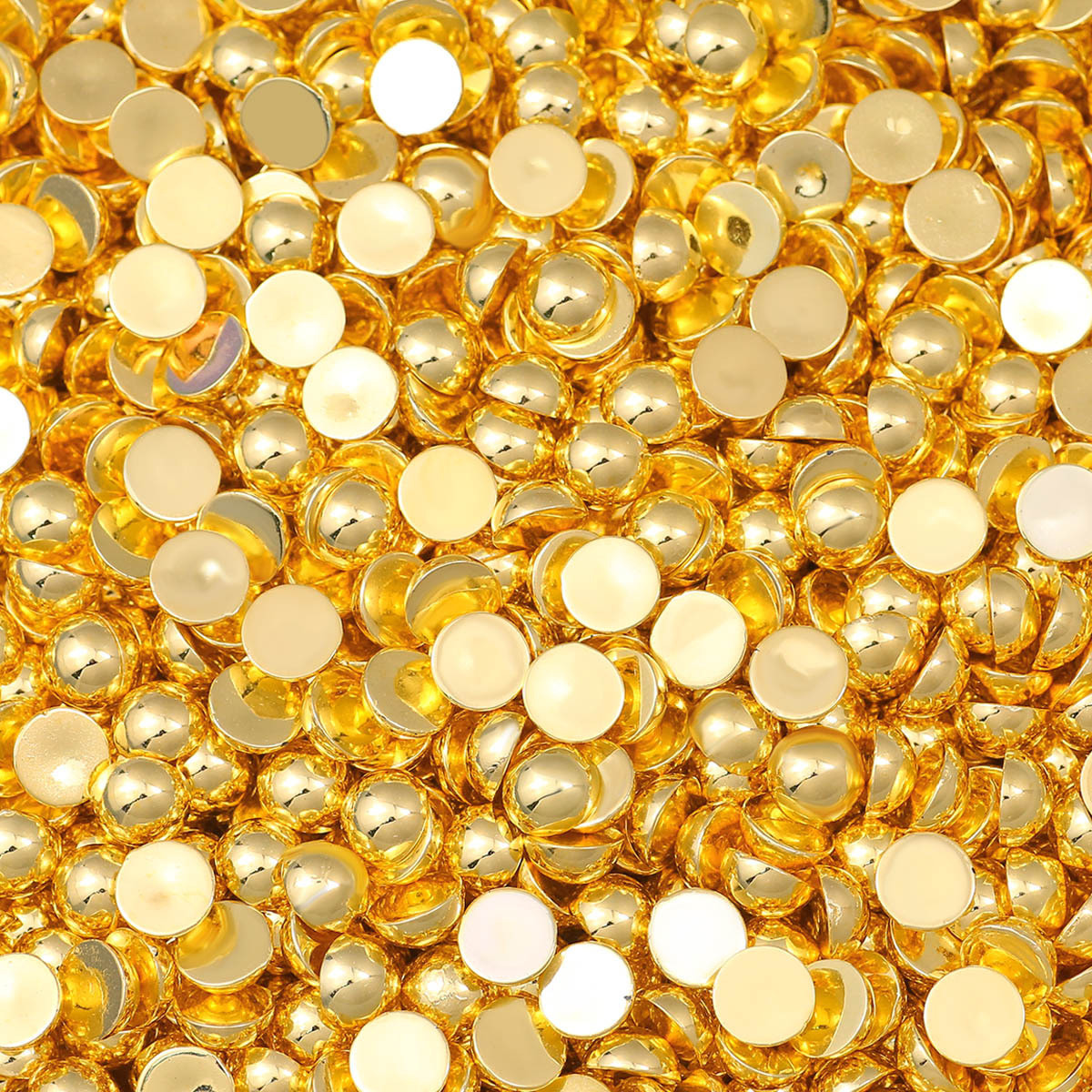Shiny Golden Half-Round Acrylic Beads for DIY Crafting