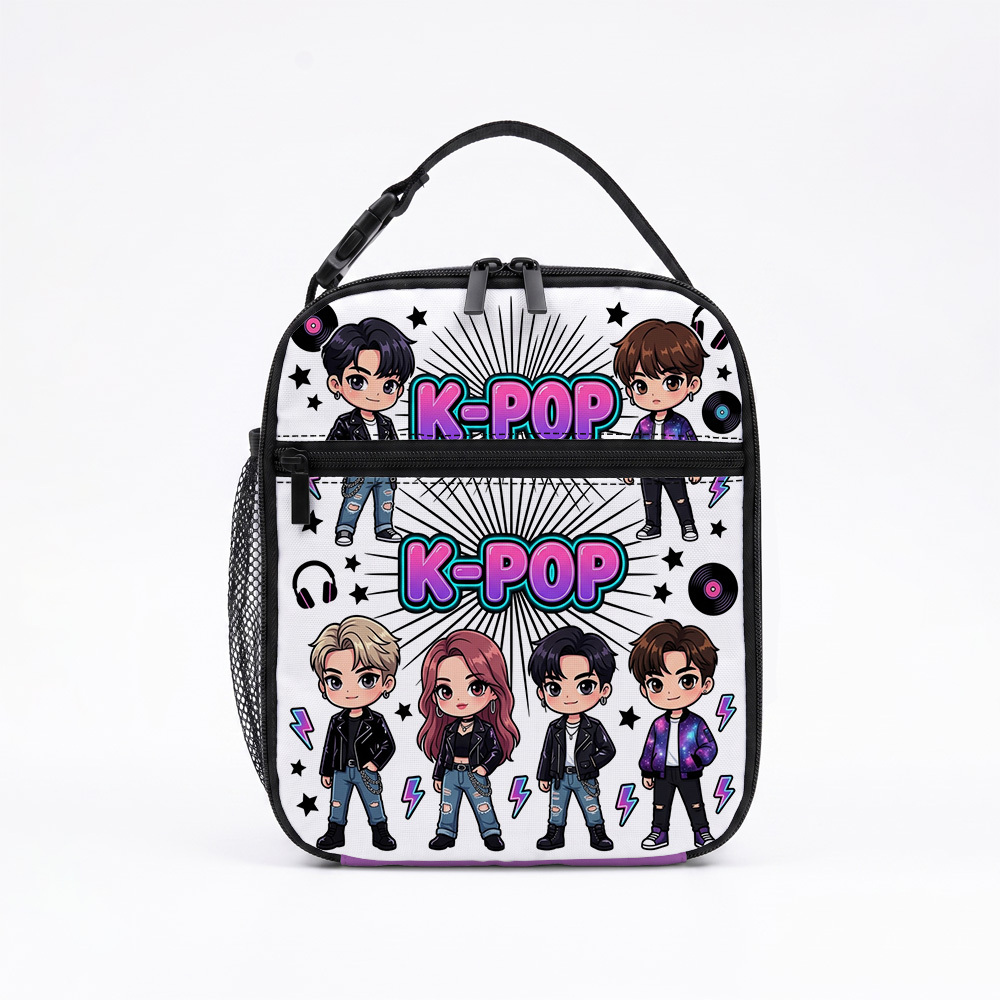 1pc Non-food Contact Chibi Lunch Bag Modern Illustration Durable Polyester Tote For Work, Travel & Picnics, Non-food…: retailer-supplied image