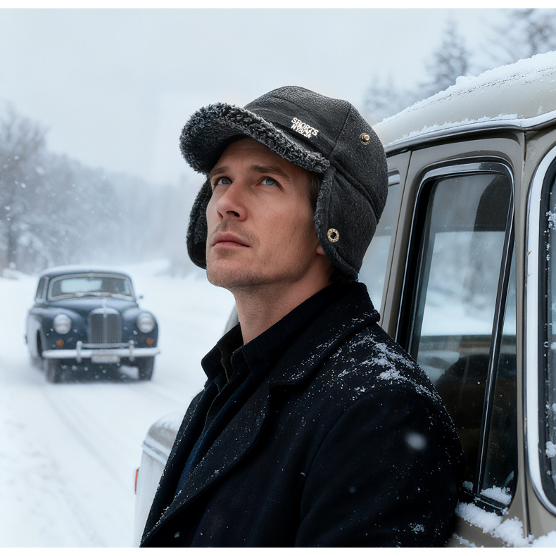 Bonnet Homme -Vent Thermique avec Protège-Oreilles - Bonnet d'Hiver avec Couverture Complète des Oreilles, Tissu Durable pour le Froid Extérieur, Lavable à la Main - Sans Couverture Visage/Masque (Compatible avec Masques si Nécessaire) pour Ski et Usage Quotidien - Style Tendance