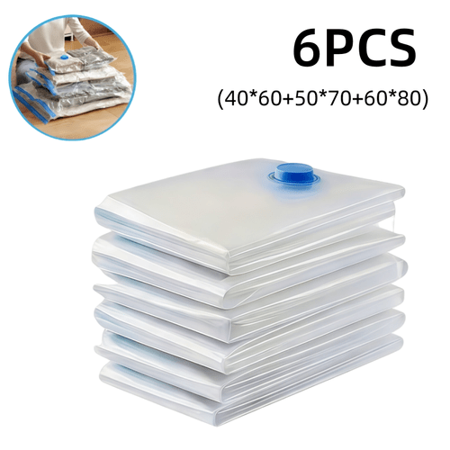 6 extra large vacuum storage bags space saving compression set reusable suitable for clothes and bedding dormitories closets and moving