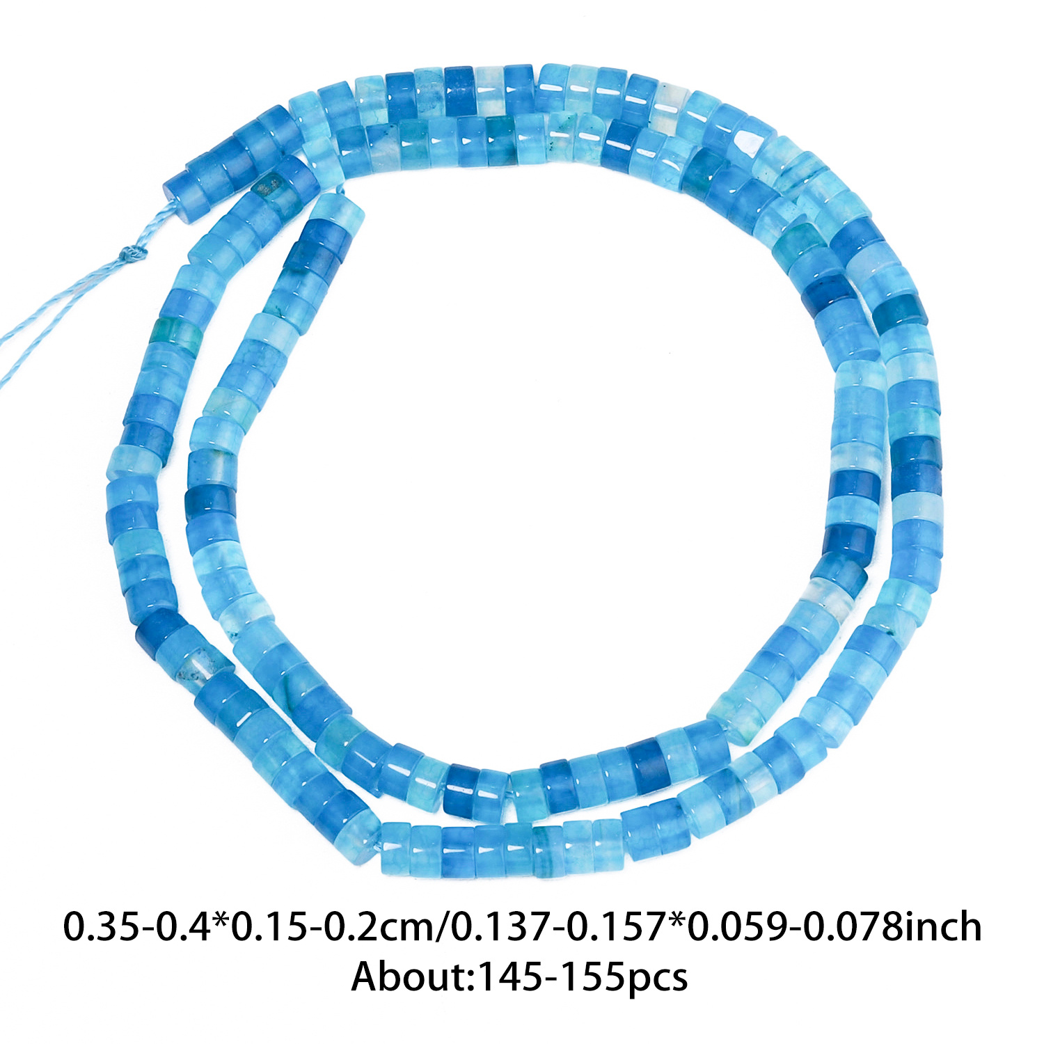 TEMU Perles d'agate naturelle bleu - Cylindriques adaptées à la fabrication de bijoux DIY, tranches de plaque naturelle avec base pour bracelets, ,