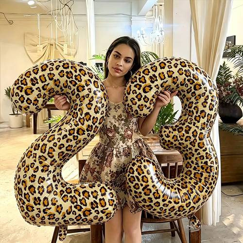 40 inch large leopard print number balloon suitable for womens birthday parties bachelorette parties and bow themed party decorations suitable for jungle animal themed parties such as weddings birthdays bridal showers