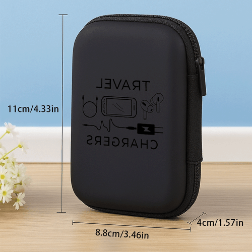 essential travel charging gear office and business trips eva material headphone data cable charger storage case with mesh pockets for easy organization of all types of charging cables
