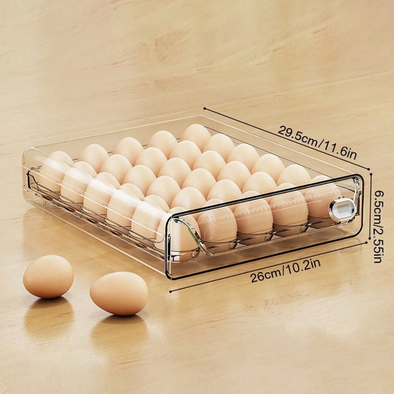 TEMU Capacity: 60/40/30 Rounds. Adjustable Refrigerator Egg Tray, Drawer Organizer, Space- Refrigerator Storage System, , Transparent Front Panel