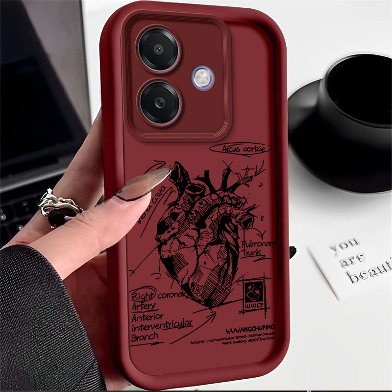 TEMU Phone Case - Silicone Phone Case With A Creative Heart Pattern For Oppo A3 4g, A40, A60 5g, And A3x 4g, Designed To Be Anti-fall And Shockproof