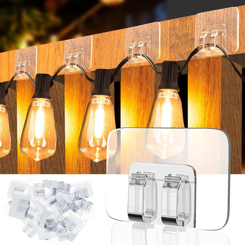 TEMU 99 Heavy-duty Transparent Cable Clips| Self-adhesive Tape, Uv-resistant Christmas Light Clips, Suitable For Outdoor Metal Roofs, , And Patio