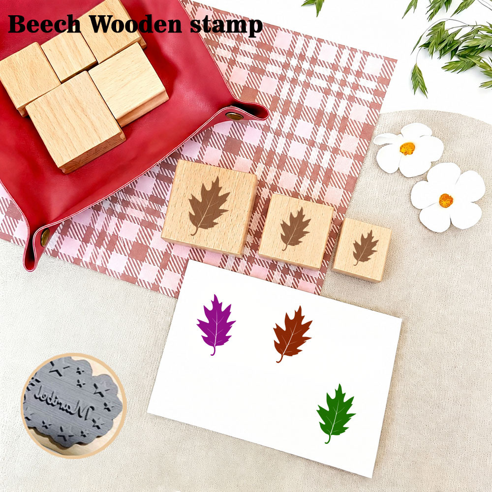 Solid Wood Serrated Leaf Botanical Stamp for Planners