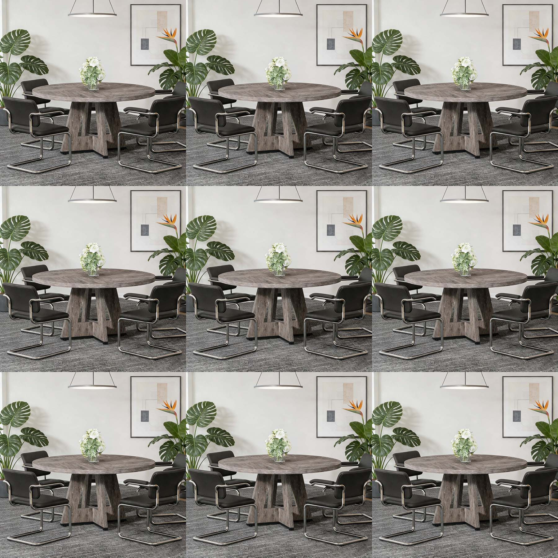 TEMU Grande Table de Cuisine, Table Ronde de 47 Pouces pour 4 à 6 Personnes, Table de Salle à Manger Style Ferme, Table à Manger en Bois pour Salle à