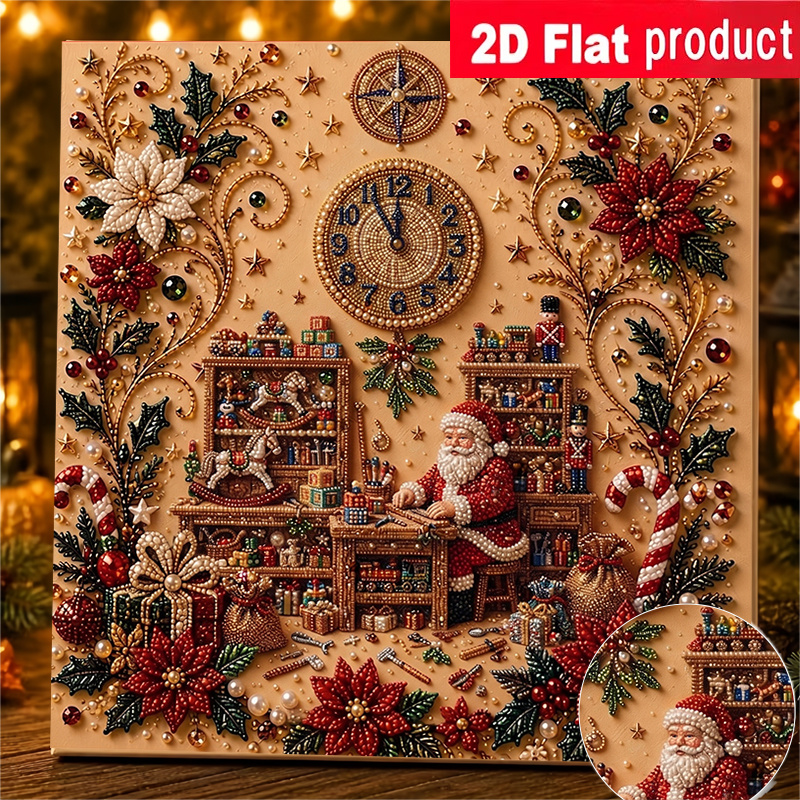 TEMU 2d Flat Printing Multi-style Options Pearl Painting Diamond Painting Handmade Living Room Bedroom Decorative Painting Featuring Christmas