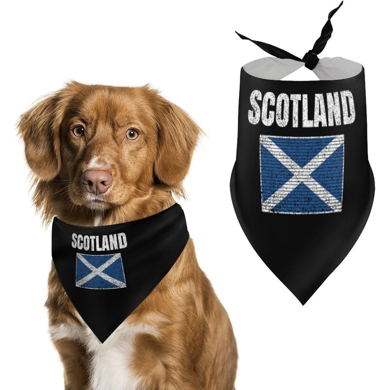 TEMU 1pc 24.8 X 11 Inch Scottish Printed Dog Bandana Breathable Pet Bibs Scarf For Dogs