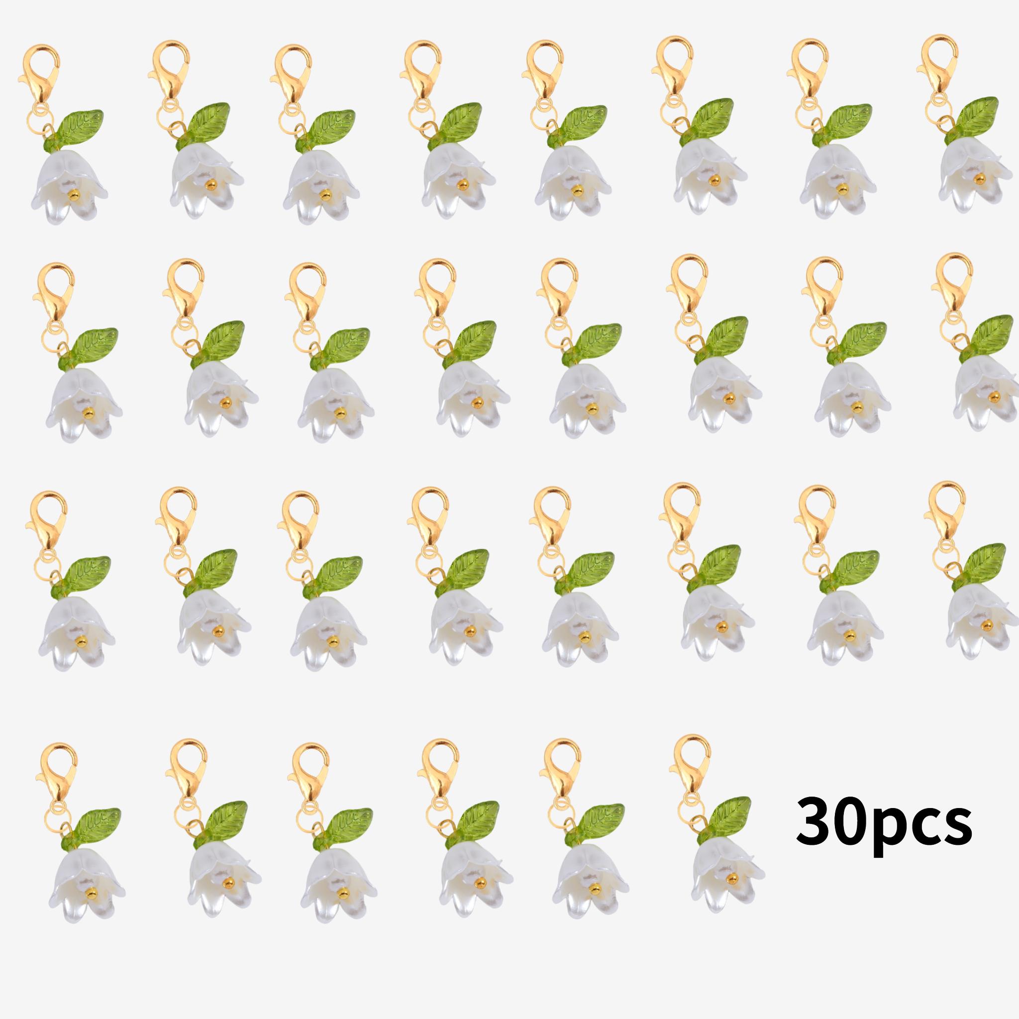 Image of 5/10/15/30pcs Lily Of The Valley Flower Pendant Keychain, Vintage Bronze Color Floral Language Charm, -style Lady's Keychain, Daily Gift For Mother's Day
