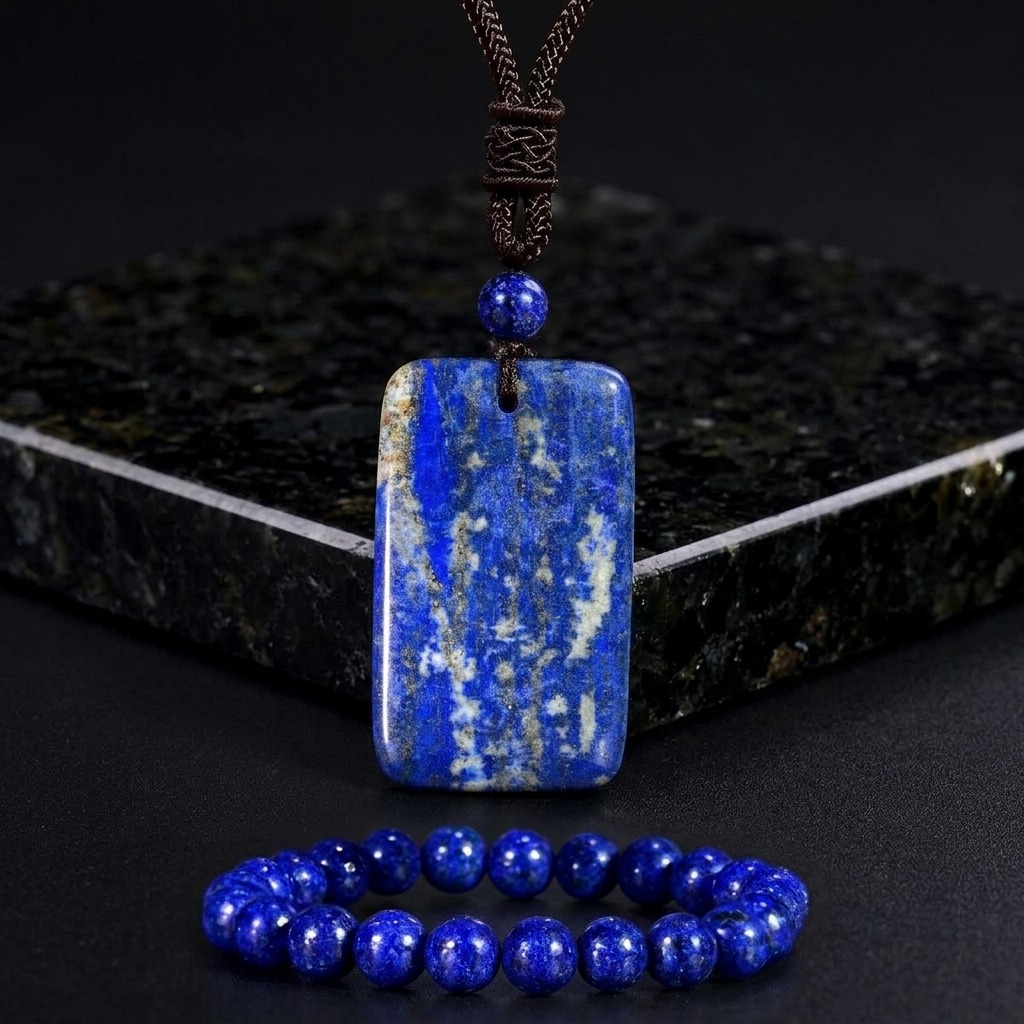 2pcs Natural Lapis Lazuli Jewelry Set for Men & Women