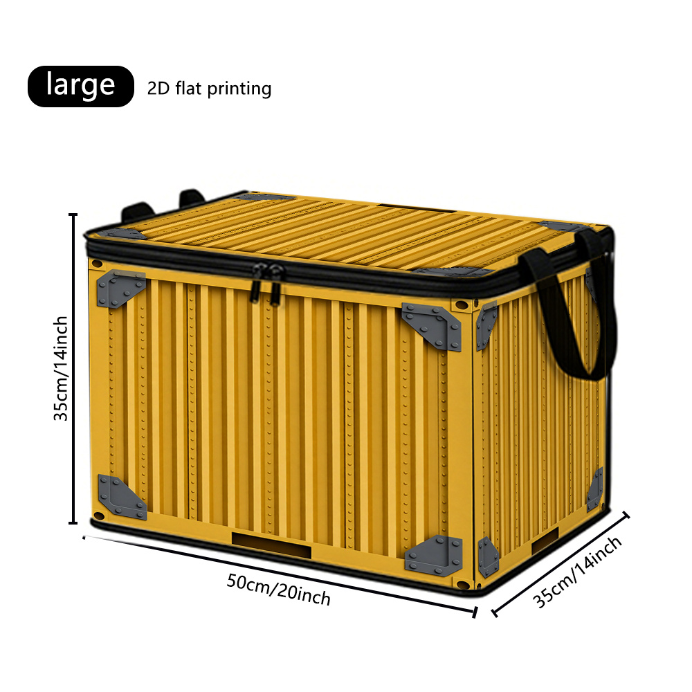 TEMU 1pc 2d Flat Printing Industrial Style Printed Storage Box With Zipper Lid - Cargo Transport Box Panel 2d Print - Foldable Fabric Box, Suitable
