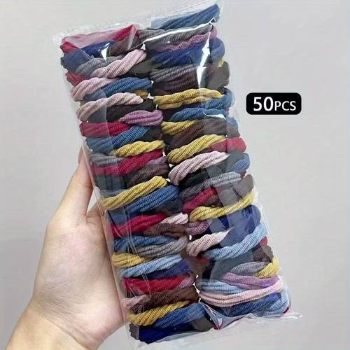 50pcs black assorted colors satin nylon hair ties womens curly hair accessories headbands hair ties scrunchies for women and thanksgiving christmas gifts