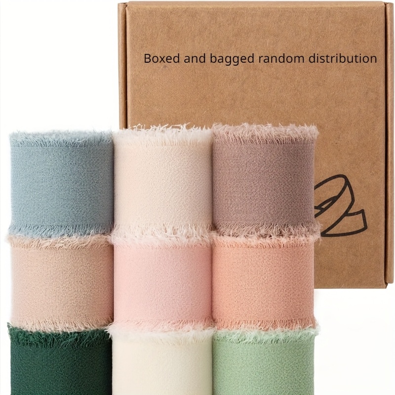 E-shop 9 Rollen Chiffonband Set, 2,54 cm x 81,0 ft - Sortierte hellrosa, weicher und strapazierfähiger Stoff für Hochzeitsausgaben, Brautsträuße,