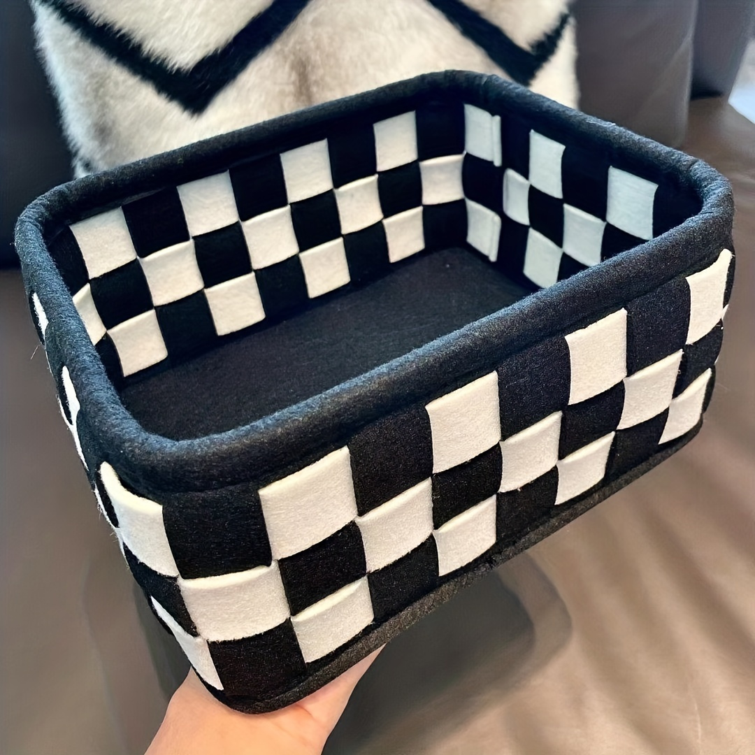 

Versatile Black & White Storage Basket - Cosmetics, Snacks, Toys, And Bedroom , Shelf Baskets