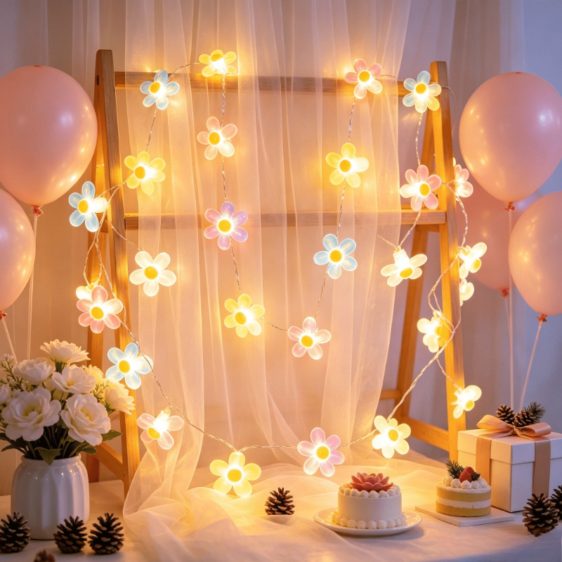 TEMU Guirlande Lumineuse Fée des Fleurs Multicolore 210CM-20LED, Guirlande Lumineuse Fée des Petites Pâquerettes, Convient pour Chambre, Fêtes
