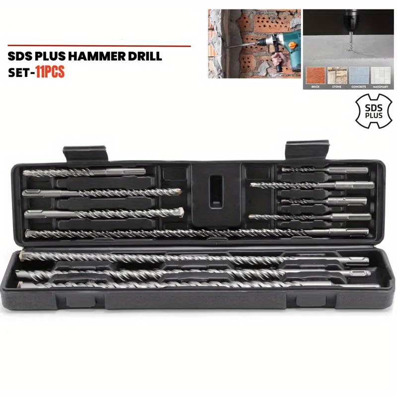 Image of An 11pcs Impact Drill Bit Set Made Of High Carbon Chrome - Ideal For Drilling Into Concrete, Brick, And Stone - A Toolkit For Home Installation With Hammer