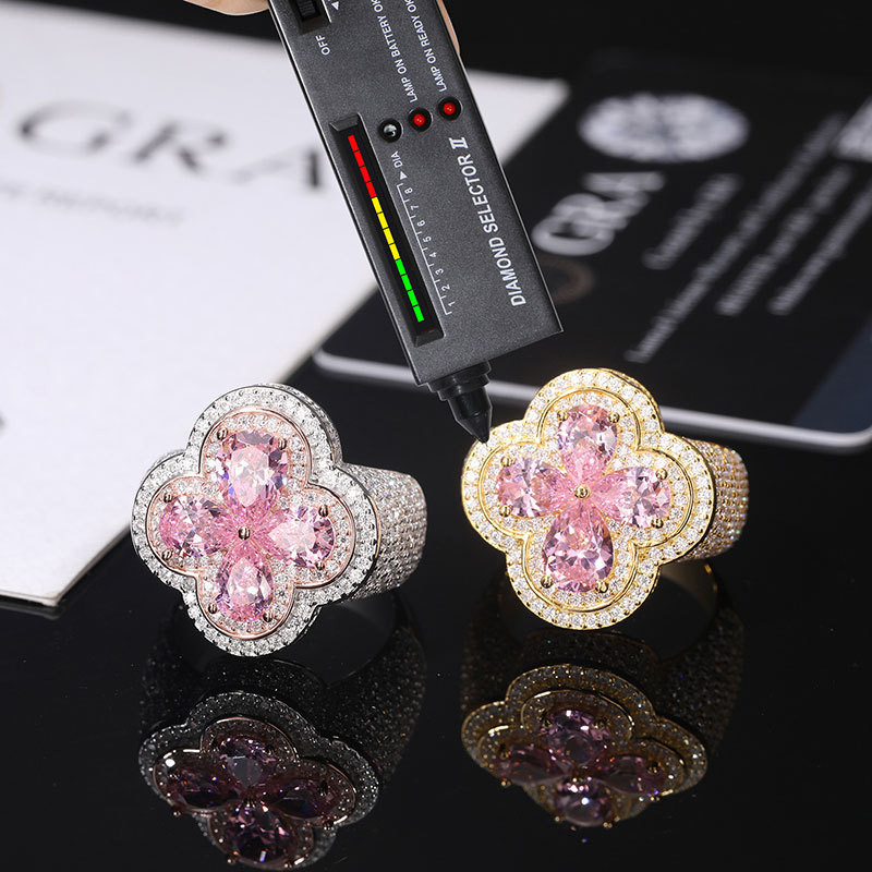 Men's Bling Moissanite Hip Hop Ring, Luxury Stylish Ornament