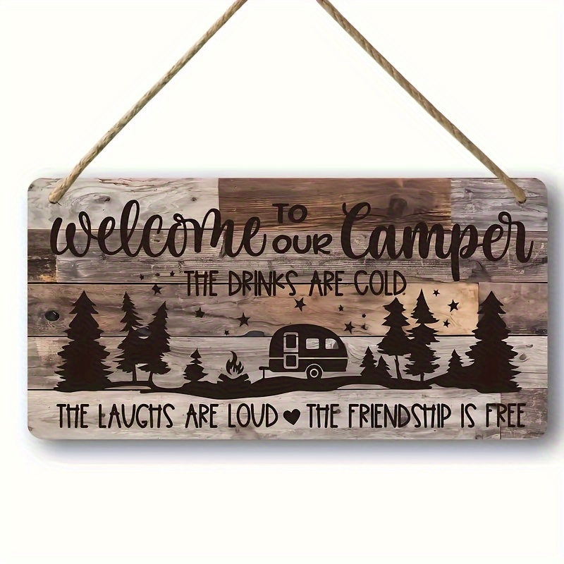 TEMU 2d Flat, 1pc Rustic Wooden Camping Welcome Sign Suitable For Rvs, Travel Trailers & Campgrounds - Artificial Outdoor Decoration With Country,