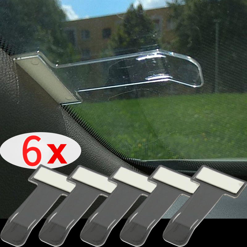 6pcs Windshield Sticker Clip- Durable Plastic Material, Universal Car Parking Ticket Clip, Card Holder And Organizer, Car Interior Accessories, Windshield Decoration