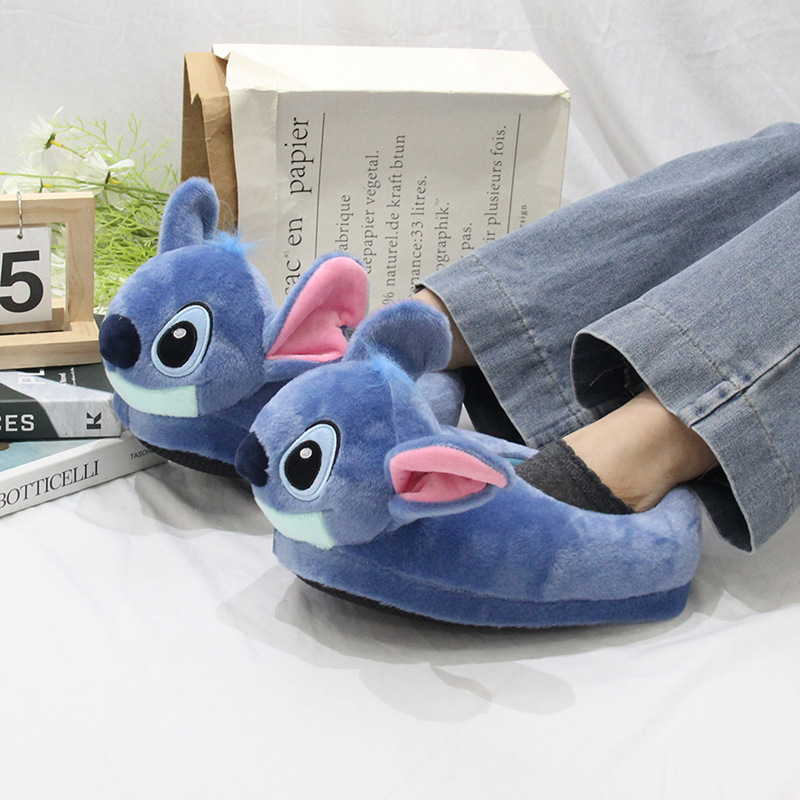 Cartoon Stitch Huissloffen, Stitch Winter Unisex Pluche Warme Schoenen, Damesschoenen