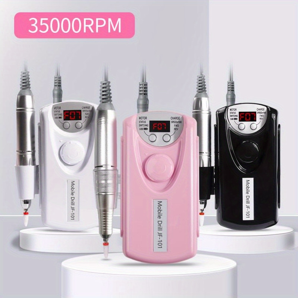 Professional 45000rpm Electric Portable Nail Drill Rechargeable Low-noise Nail Grinder (with Lcd Display) Nail Enhancement Tools, Salon Nail Polish Modeling Tools