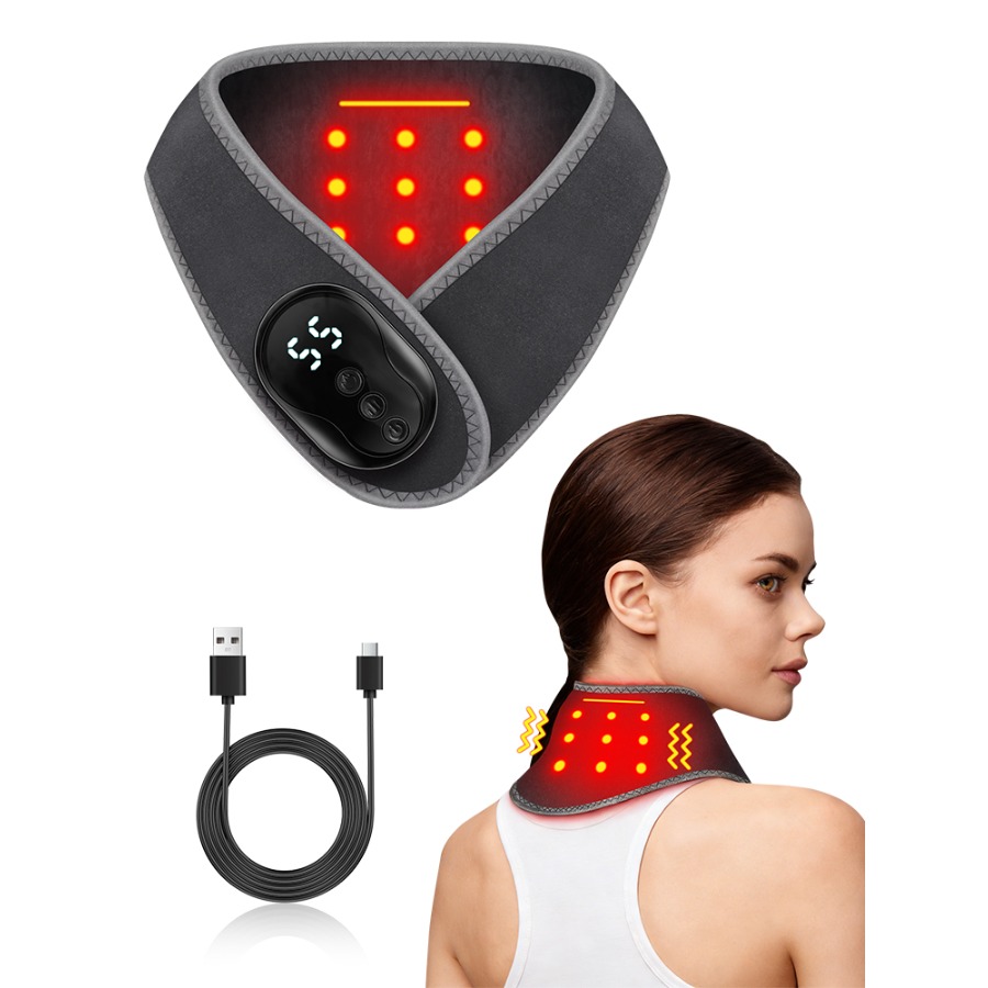 Neck Massager, 2 : 3 Levels Of Vibration And Of Temperature Adjustment, Wireless Rechargeable With 1800mah Battery, Suitable For Men And Women, Ideal As A Holiday Gift