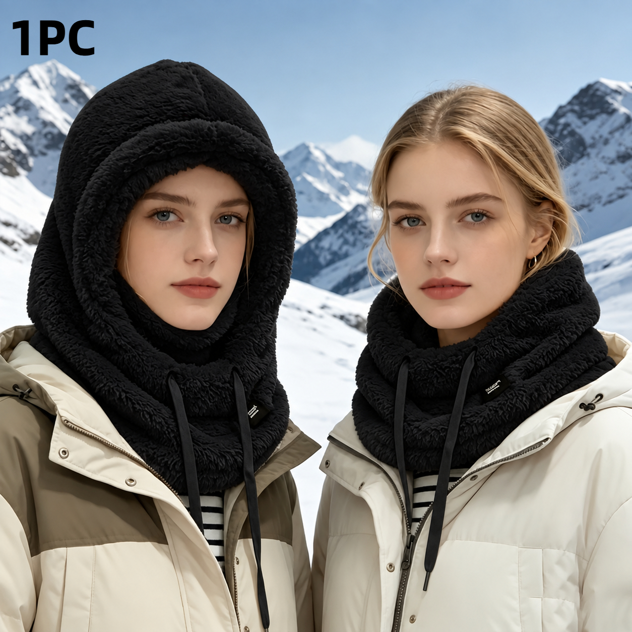 TEMU Bonnet Bandeau d'Hiver pour Femme Doublé -Froid, d'Hiver Chaud et , Fermeture Élastique à Cordon de Serrage, Léger et Chaud, Style Pull Uni et