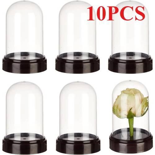 10 sets plastic dome cover display box acrylic dome cloche acrylic dome with plastic base for centerpieces plants rocks specimens decorations crafts