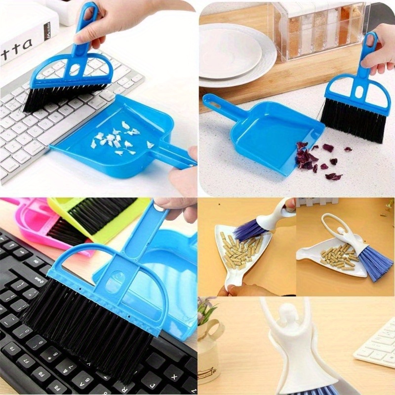 2 pack mini dustpan and brush set with ergonomic handle & locking mechanism - heavy-duty bpa-free plastic, compact pet cage cleaner with hanging storage for small animals - ideal for guinea  , cats, hamsters,  , rabbits, reptiles - multi-surface broom & dustpan for home, travel, rooms -   design, sturdy & durable, easy to store, ergonomic grip, foldable for   Product details 4