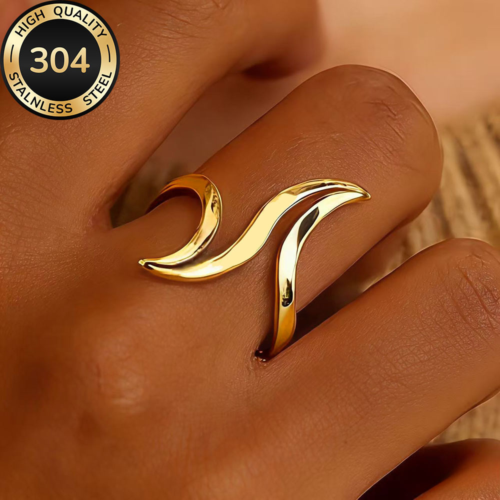 E-shop Hochwertiger, hypoallergener, goldenfarbener, offener Ring aus Edelstahl, lichtecht, einfach und elegant, geeignet für den oder als