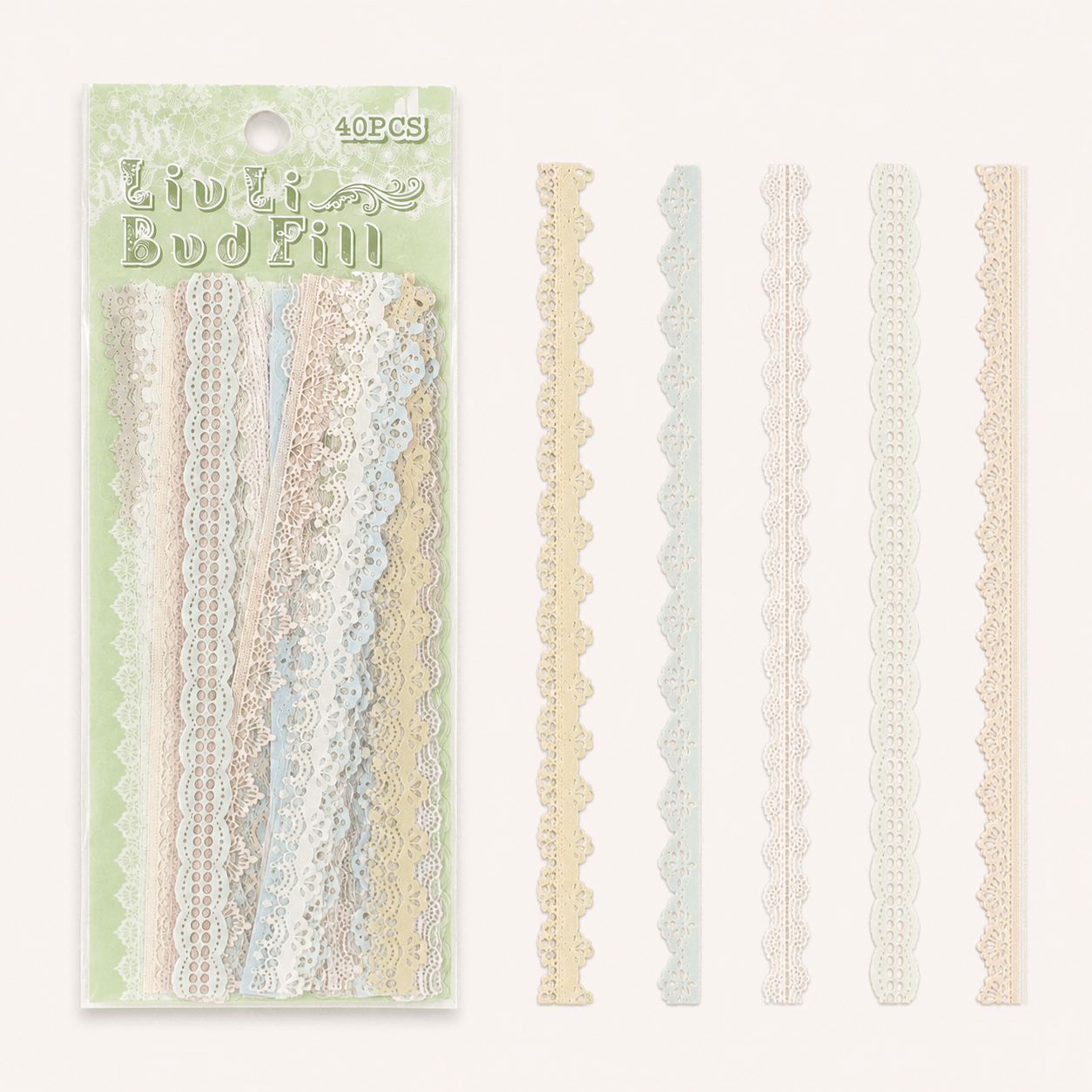 40pcs PET Transparent Lace Border Stickers for Scrapbooking