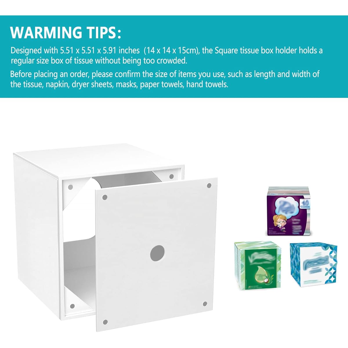 2 in 1 acrylic tissue box cover dryer sheet mask holder with magnetic bottom space saving bathroom organizer compact square   51x5 51x5 91in for home   white compatible with standard tissues bathroom storage office accessory minimalist style durable construction small   modern organizer sturdy construction home organizers Product details 1