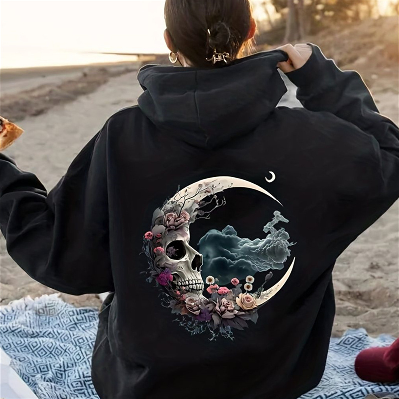 

Long Sleeve Drawstring Sweatshirt, Women's Clothing