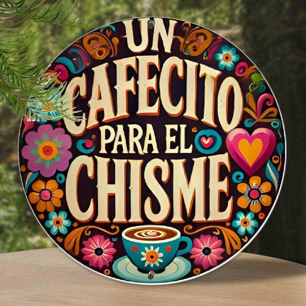 TEMU Vintage Coffee Gossip Time Round Metal Wall Art - 8x8 Inch Aluminum Sign, Colorful Floral And For Home, Cafe, Bar Decor - Unique Gift Idea, 20cm X 20cm, Coffee Bar Decor, Room Decor