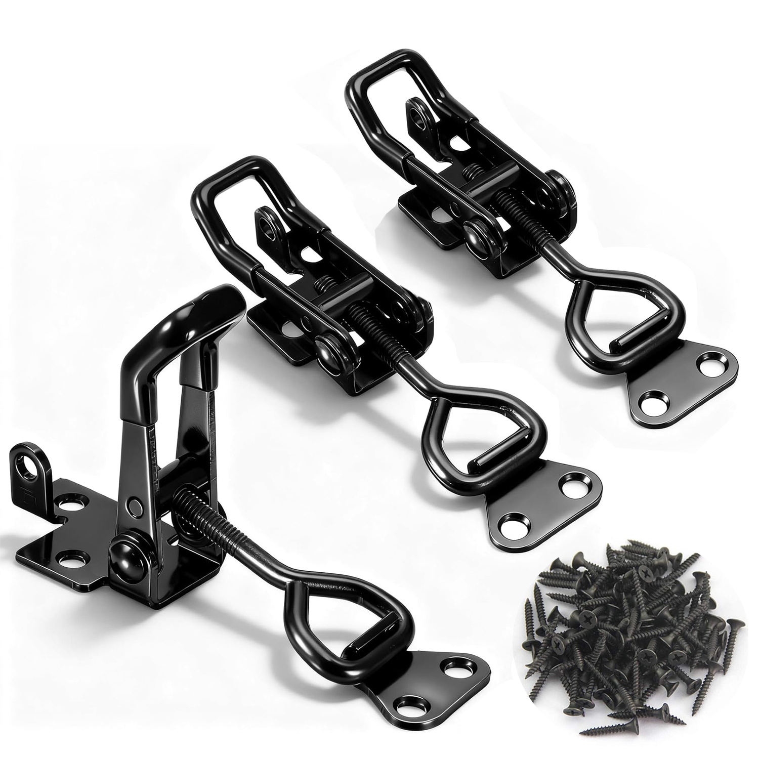 TEMU Set di 3 chiusure a leva in metallo resistente ( 18 viti autofilettanti), chiusura regolabile con foro di , struttura e durevole - Adatta per