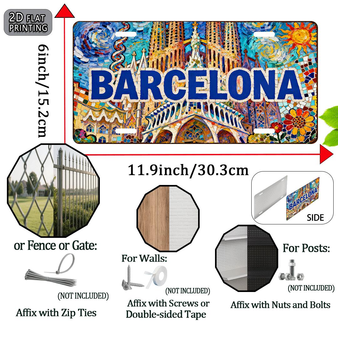 TEMU 2d Flat, 2d Flat Printing, 1pc, City Vintage Metal Aluminum Sign License Plate, Decorative Sign (30.48x15.24cm), For Decoration, Travel Gift, ,