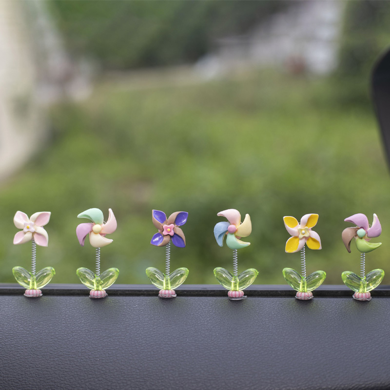 TEMU 5pcs/6pcs/10pcs Daisy/windmill Ornaments, Suitable For Car Center Console Decoration, Home Creative Cute Flowers/windmill Decoration