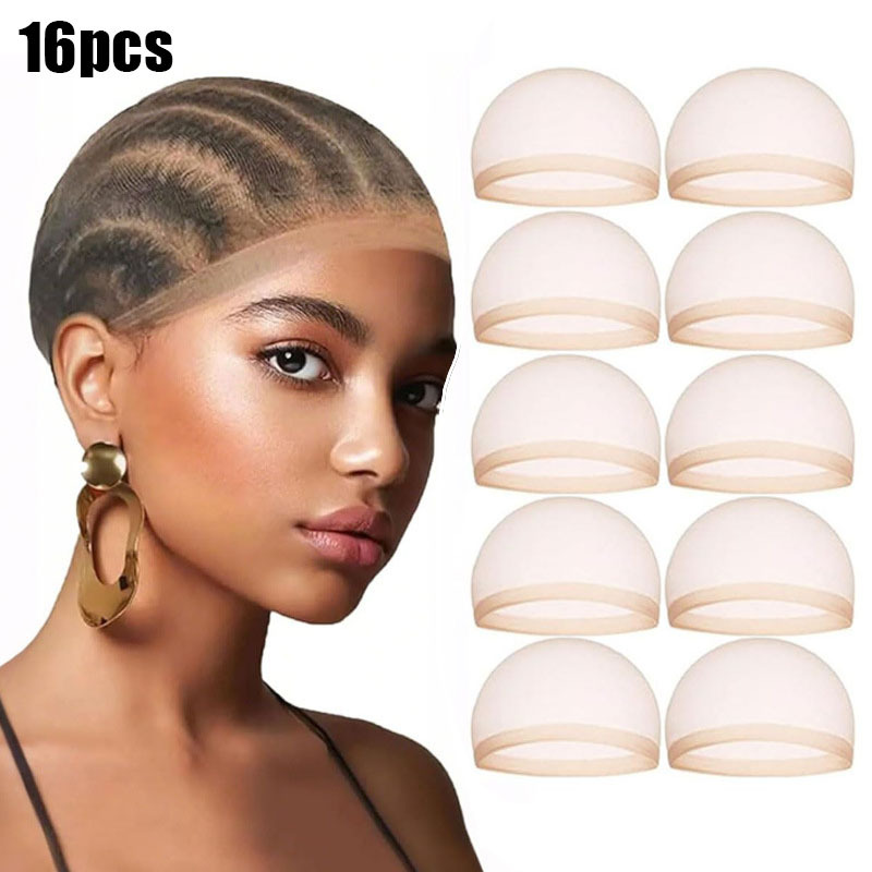TEMU 16pcs Set Of Invisible Skin-colored Hairnets, Made Of High-elastic And Soft Nylon Mesh, Ultra-thin And Breathable, Won't Suffocate The Scalp,