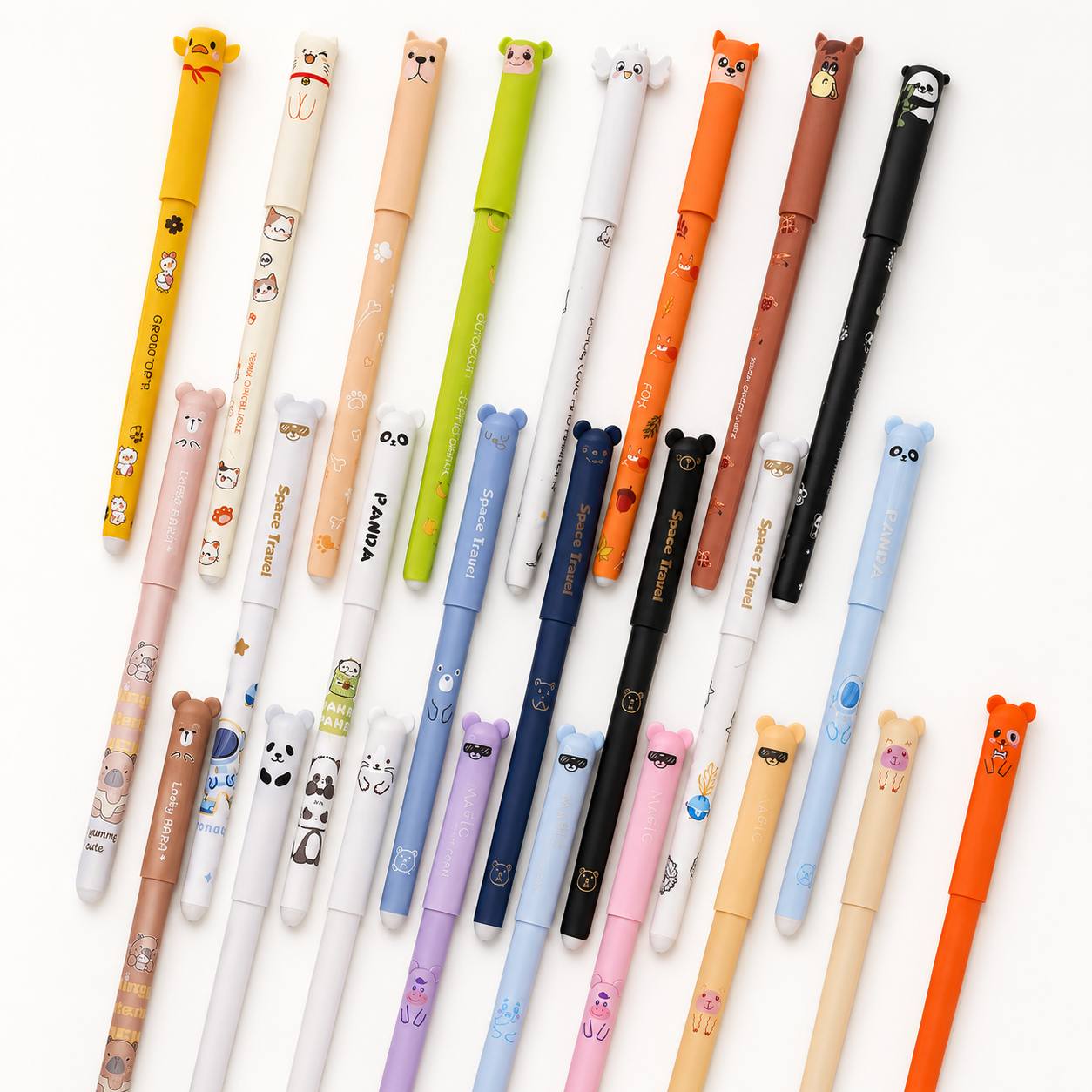 15pcs Animal-Themed Erasable Gel Pens Set with Refills