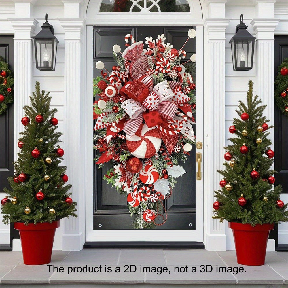 

Holiday Wreath Door Curtain - , Christmas, Halloween, Thanksgiving & Easter Decorations, Polyester, No Power Needed