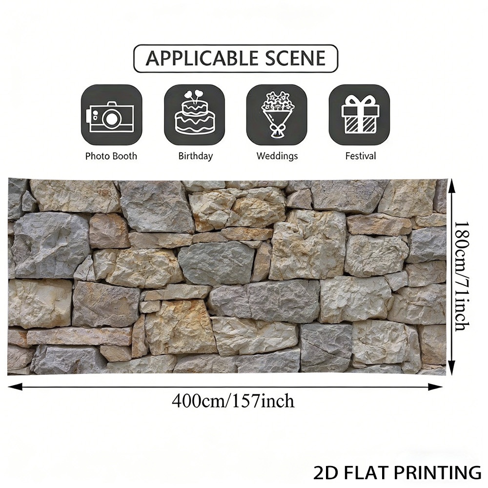 TEMU (2D ) 1pc Banner de Puerta de Garaje de Pared de Piedra Apilada Natural, Valla Decorativa, Fácil de Instalar, Adecuado para de Festival,