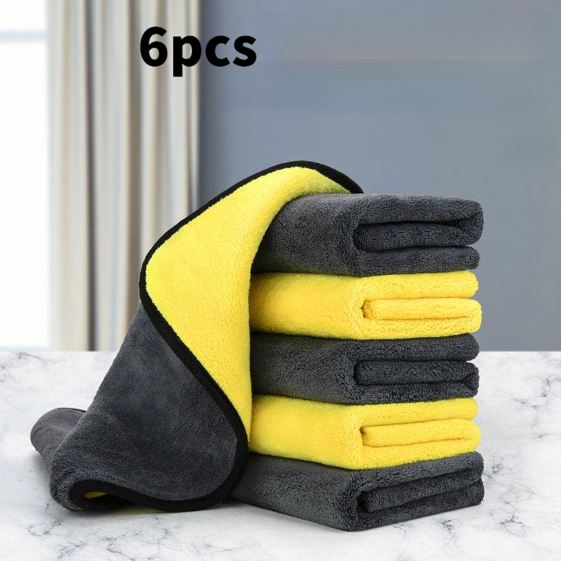 TEMU 6pcs Thickened Absorbent Car Wash Towels Drying Cloth Car Cleaning Cleaning Towels Bathroom Kitchen Home Use