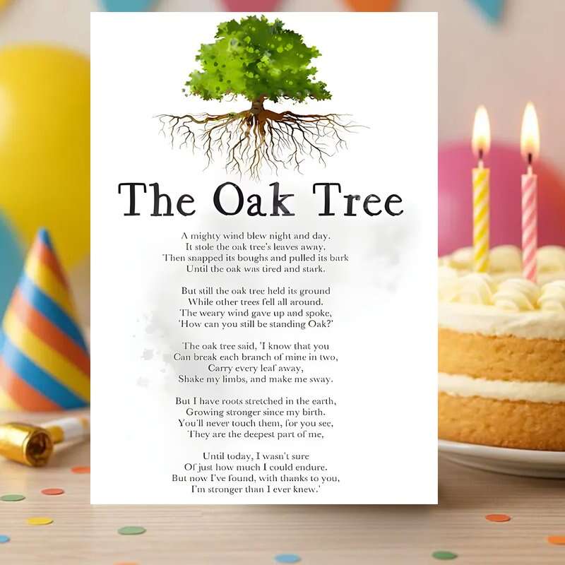 TEMU Funny Oak Tree Poem Motivation Card, Unique Christmas Gift For Women, Men, , Coworkers, Sisters - 1pc
