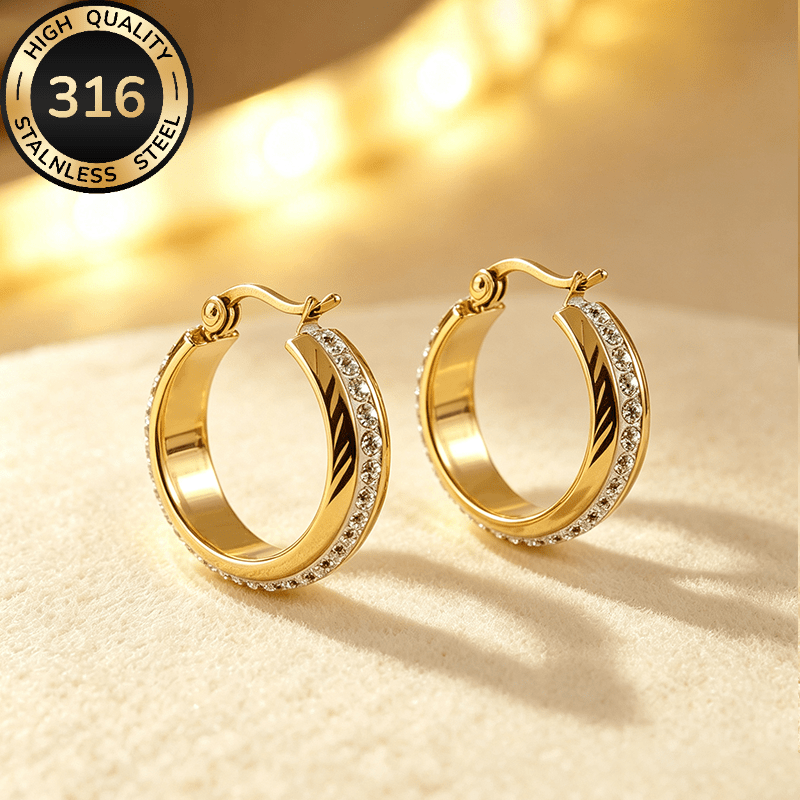 TEMU Pendientes exquisitos y de de circonita cúbica sintética de corte de acero inoxidable, pendientes vintage de lujo para mujer, accesorio de