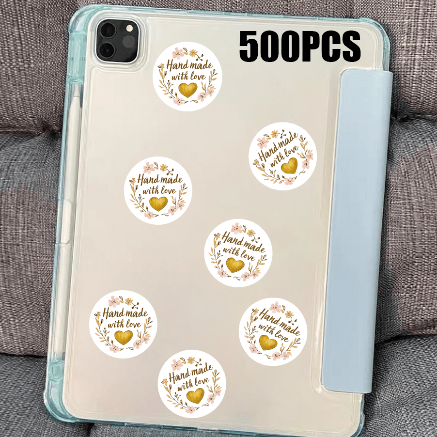 Image of 500pcs Handmade Stickers, "", Size 2.5cm / 1.0 Inch. Used For Decorating Books, Phones, Water Bottles, Etc., As Sealing Labels, Gift Decorations, And Other Product Embellishments