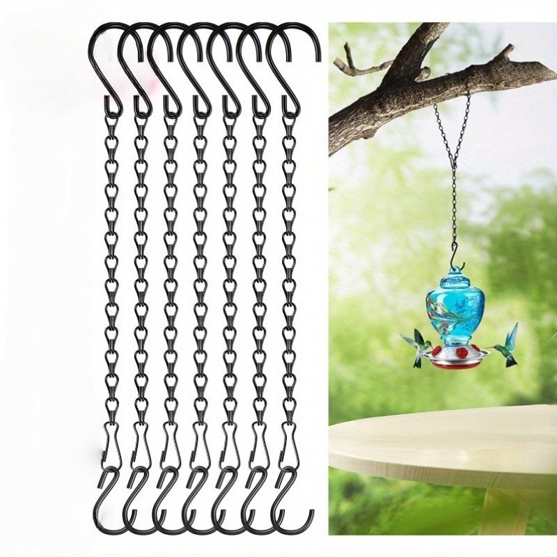 11 4 inch black hanging chain with s hook adjustable iron plant hanger suitable for indoor outdoor ideal for hanging plants bird feeders lanterns and flower baskets outdoor plant hanger decorative plant hanger durable plant hanger