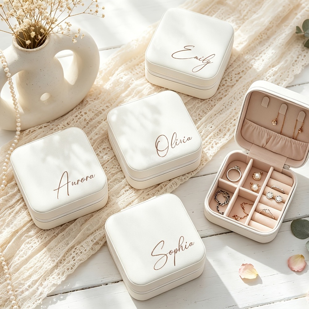 Custom Name Engraved Travel Jewelry Box, Organizer