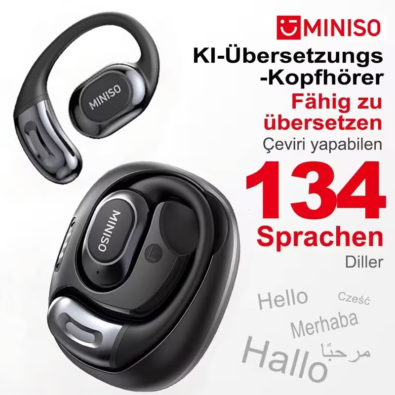 E-shop MINISO MS156 KI-Kabellose Übersetzungs-Kopfhörer, unterstützt persönliche Übersetzung von 135 Sprachen, mit hochauflösender Klangqualität,